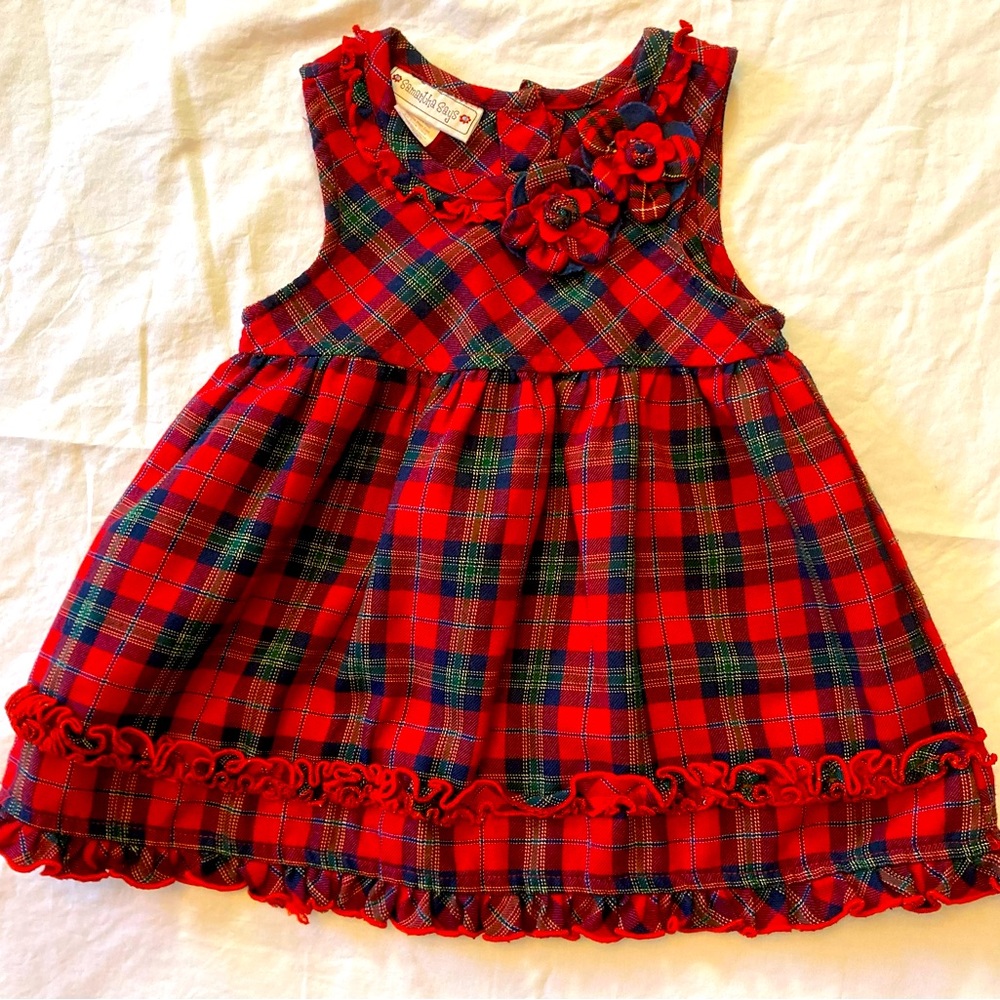 Holidays | Samantha Says | Toddler Kids Baby Red Tartan Plaid Dress Size 2T